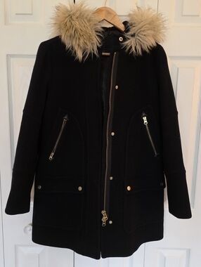 J. Crew | Black Chateau Parka Italian Stadium-Cloth Wool Sz 6